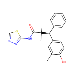 Cc1cc([C@H](c2ccccc2)C(C)(C)C(=O)Nc2nncs2)ccc1O ZINC000072110233