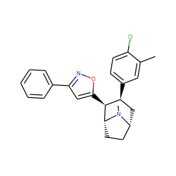 Cc1cc([C@H]2C[C@@H]3CC[C@H]([C@H]2c2cc(-c4ccccc4)no2)N3C)ccc1Cl ZINC000072105467