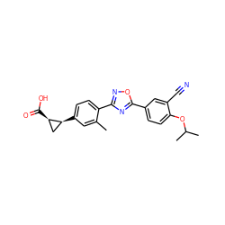 Cc1cc([C@H]2C[C@H]2C(=O)O)ccc1-c1noc(-c2ccc(OC(C)C)c(C#N)c2)n1 ZINC000028892653