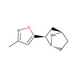 Cc1cc([C@H]2C[C@H]3CC[C@H]2N3)on1 ZINC000101200088