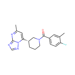 Cc1cc([C@H]2CCCN(C(=O)c3ccc(F)c(C)c3)C2)n2ncnc2n1 ZINC001772573944