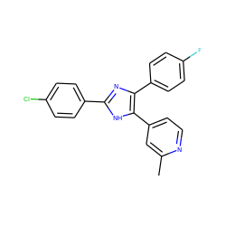 Cc1cc(-c2[nH]c(-c3ccc(Cl)cc3)nc2-c2ccc(F)cc2)ccn1 ZINC000026567413