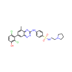 Cc1cc(-c2c(Cl)ccc(O)c2Cl)cc2nnc(Nc3ccc(S(=O)(=O)NCCN4CCCC4)cc3)nc12 ZINC000028957685