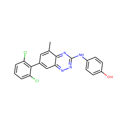 Cc1cc(-c2c(Cl)cccc2Cl)cc2nnc(Nc3ccc(O)cc3)nc12 ZINC000096167808