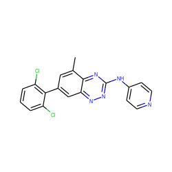 Cc1cc(-c2c(Cl)cccc2Cl)cc2nnc(Nc3ccncc3)nc12 ZINC000034613083