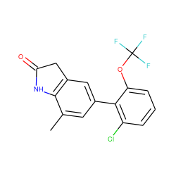 Cc1cc(-c2c(Cl)cccc2OC(F)(F)F)cc2c1NC(=O)C2 ZINC001772572744