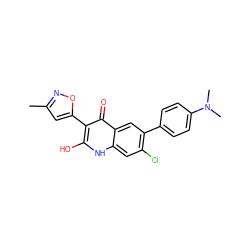 Cc1cc(-c2c(O)[nH]c3cc(Cl)c(-c4ccc(N(C)C)cc4)cc3c2=O)on1 ZINC001772592257