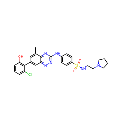 Cc1cc(-c2c(O)cccc2Cl)cc2nnc(Nc3ccc(S(=O)(=O)NCCN4CCCC4)cc3)nc12 ZINC000028702769