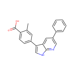 Cc1cc(-c2c[nH]c3ncc(-c4ccccc4)cc23)ccc1C(=O)O ZINC000145686691