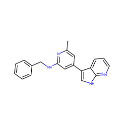 Cc1cc(-c2c[nH]c3ncccc23)cc(NCc2ccccc2)n1 ZINC000095583910