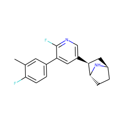 Cc1cc(-c2cc([C@H]3C[C@H]4CC[C@H]3N4)cnc2F)ccc1F ZINC000253638324