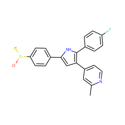 Cc1cc(-c2cc(-c3ccc([S@@+](C)[O-])cc3)[nH]c2-c2ccc(F)cc2)ccn1 ZINC000003832130