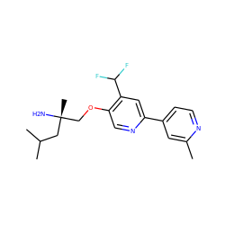 Cc1cc(-c2cc(C(F)F)c(OC[C@@](C)(N)CC(C)C)cn2)ccn1 ZINC001772634693