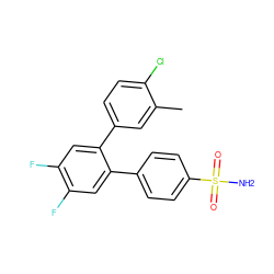 Cc1cc(-c2cc(F)c(F)cc2-c2ccc(S(N)(=O)=O)cc2)ccc1Cl ZINC000013755798