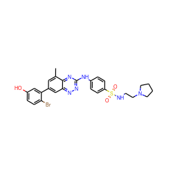 Cc1cc(-c2cc(O)ccc2Br)cc2nnc(Nc3ccc(S(=O)(=O)NCCN4CCCC4)cc3)nc12 ZINC000028957698