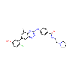 Cc1cc(-c2cc(O)ccc2Cl)cc2nnc(Nc3ccc(C(=O)NCCN4CCCC4)cc3)nc12 ZINC000028957633