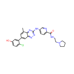 Cc1cc(-c2cc(O)ccc2Cl)cc2nnc(Nc3ccc(C(=O)NCCN4CCCC4)nc3)nc12 ZINC000096167799