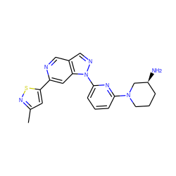 Cc1cc(-c2cc3c(cn2)cnn3-c2cccc(N3CCC[C@H](N)C3)n2)sn1 ZINC000211037124