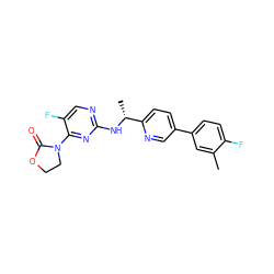 Cc1cc(-c2ccc([C@@H](C)Nc3ncc(F)c(N4CCOC4=O)n3)nc2)ccc1F ZINC000205145462