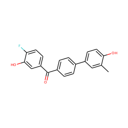 Cc1cc(-c2ccc(C(=O)c3ccc(F)c(O)c3)cc2)ccc1O ZINC000082153530