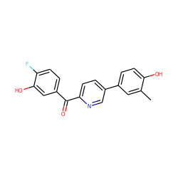 Cc1cc(-c2ccc(C(=O)c3ccc(F)c(O)c3)nc2)ccc1O ZINC000082157048