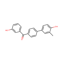 Cc1cc(-c2ccc(C(=O)c3cccc(O)c3)cc2)ccc1O ZINC000082157363