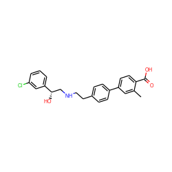 Cc1cc(-c2ccc(CCNC[C@H](O)c3cccc(Cl)c3)cc2)ccc1C(=O)O ZINC000029132154