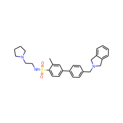 Cc1cc(-c2ccc(CN3Cc4ccccc4C3)cc2)ccc1S(=O)(=O)NCCN1CCCC1 ZINC000045301792