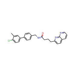 Cc1cc(-c2ccc(CNC(=O)CCCc3ccc4cccnc4n3)cc2)ccc1Cl ZINC000095579475