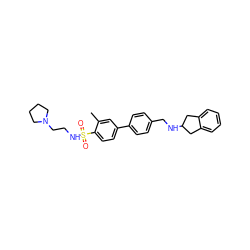 Cc1cc(-c2ccc(CNC3Cc4ccccc4C3)cc2)ccc1S(=O)(=O)NCCN1CCCC1 ZINC000045189874