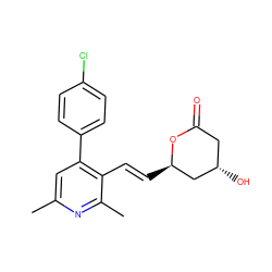 Cc1cc(-c2ccc(Cl)cc2)c(/C=C/[C@@H]2C[C@@H](O)CC(=O)O2)c(C)n1 ZINC000027655209