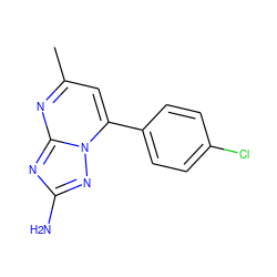 Cc1cc(-c2ccc(Cl)cc2)n2nc(N)nc2n1 ZINC000000615752