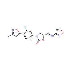 Cc1cc(-c2ccc(N3C[C@H](CNc4ccon4)OC3=O)cc2F)on1 ZINC000028818897