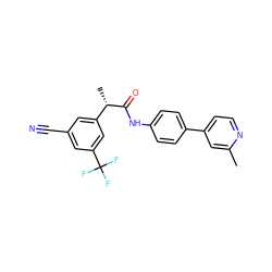 Cc1cc(-c2ccc(NC(=O)[C@@H](C)c3cc(C#N)cc(C(F)(F)F)c3)cc2)ccn1 ZINC000103283607