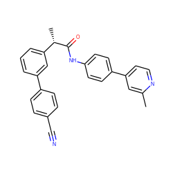 Cc1cc(-c2ccc(NC(=O)[C@@H](C)c3cccc(-c4ccc(C#N)cc4)c3)cc2)ccn1 ZINC000103294192