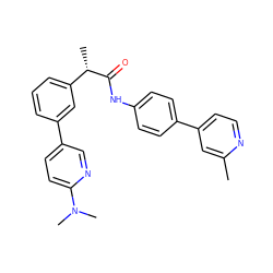 Cc1cc(-c2ccc(NC(=O)[C@@H](C)c3cccc(-c4ccc(N(C)C)nc4)c3)cc2)ccn1 ZINC000103273496