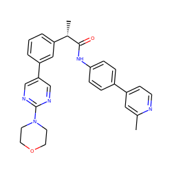 Cc1cc(-c2ccc(NC(=O)[C@@H](C)c3cccc(-c4cnc(N5CCOCC5)nc4)c3)cc2)ccn1 ZINC000103294188