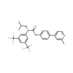 Cc1cc(-c2ccc(NC(=O)[C@@H](CC(C)C)c3cc(C(F)(F)F)cc(C(F)(F)F)c3)cc2)ccn1 ZINC000103283596