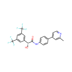 Cc1cc(-c2ccc(NC(=O)[C@H](O)c3cc(C(F)(F)F)cc(C(F)(F)F)c3)cc2)ccn1 ZINC000103283591