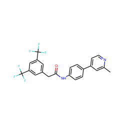 Cc1cc(-c2ccc(NC(=O)Cc3cc(C(F)(F)F)cc(C(F)(F)F)c3)cc2)ccn1 ZINC000103290223