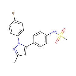 Cc1cc(-c2ccc(NS(C)(=O)=O)cc2)n(-c2ccc(Br)cc2)n1 ZINC000029405530