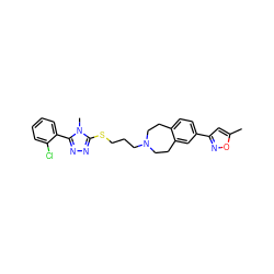 Cc1cc(-c2ccc3c(c2)CCN(CCCSc2nnc(-c4ccccc4Cl)n2C)CC3)no1 ZINC000028712472