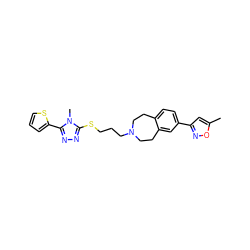 Cc1cc(-c2ccc3c(c2)CCN(CCCSc2nnc(-c4cccs4)n2C)CC3)no1 ZINC000028712470