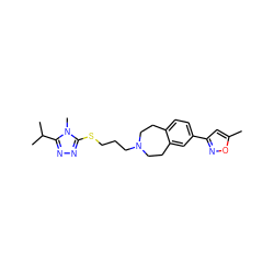 Cc1cc(-c2ccc3c(c2)CCN(CCCSc2nnc(C(C)C)n2C)CC3)no1 ZINC000028712480