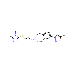 Cc1cc(-c2ccc3c(c2)CCN(CCCSc2nnc(C)n2C)CC3)no1 ZINC000028712477