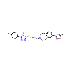 Cc1cc(-c2ccc3c(c2)CCN(CCCSc2nnc(C4CCC(C)CC4)n2C)CC3)no1 ZINC000028712493