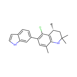 Cc1cc(-c2ccc3cc[nH]c3c2)c(Cl)c2c1NC(C)(C)C[C@H]2C ZINC000029043646