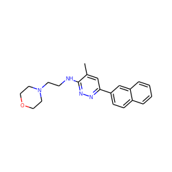 Cc1cc(-c2ccc3ccccc3c2)nnc1NCCN1CCOCC1 ZINC000027622934