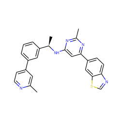 Cc1cc(-c2cccc([C@@H](C)Nc3cc(-c4ccc5ncsc5c4)nc(C)n3)c2)ccn1 ZINC000141869628