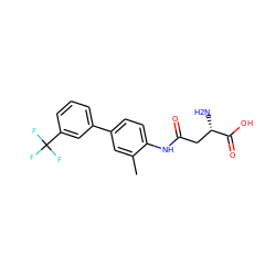 Cc1cc(-c2cccc(C(F)(F)F)c2)ccc1NC(=O)C[C@H](N)C(=O)O ZINC000028528612